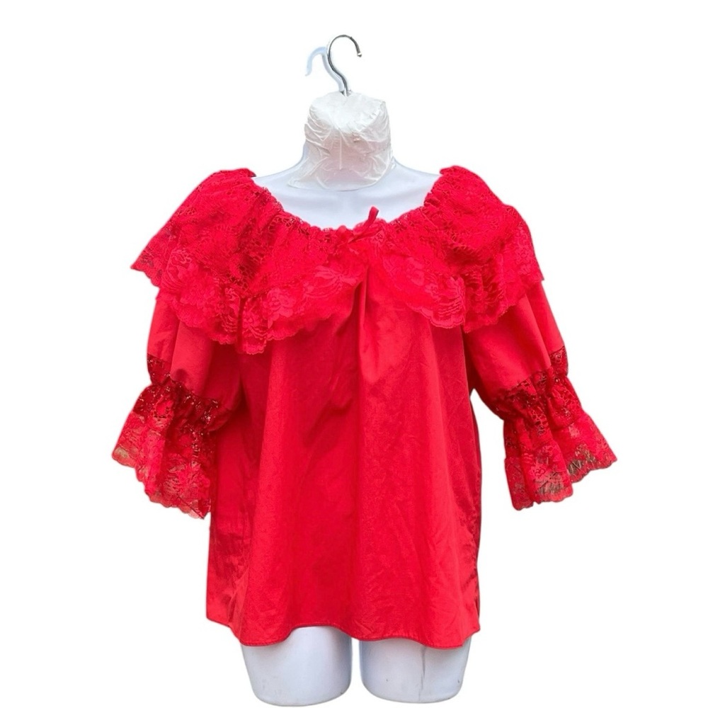 Square up red square dancing blouse